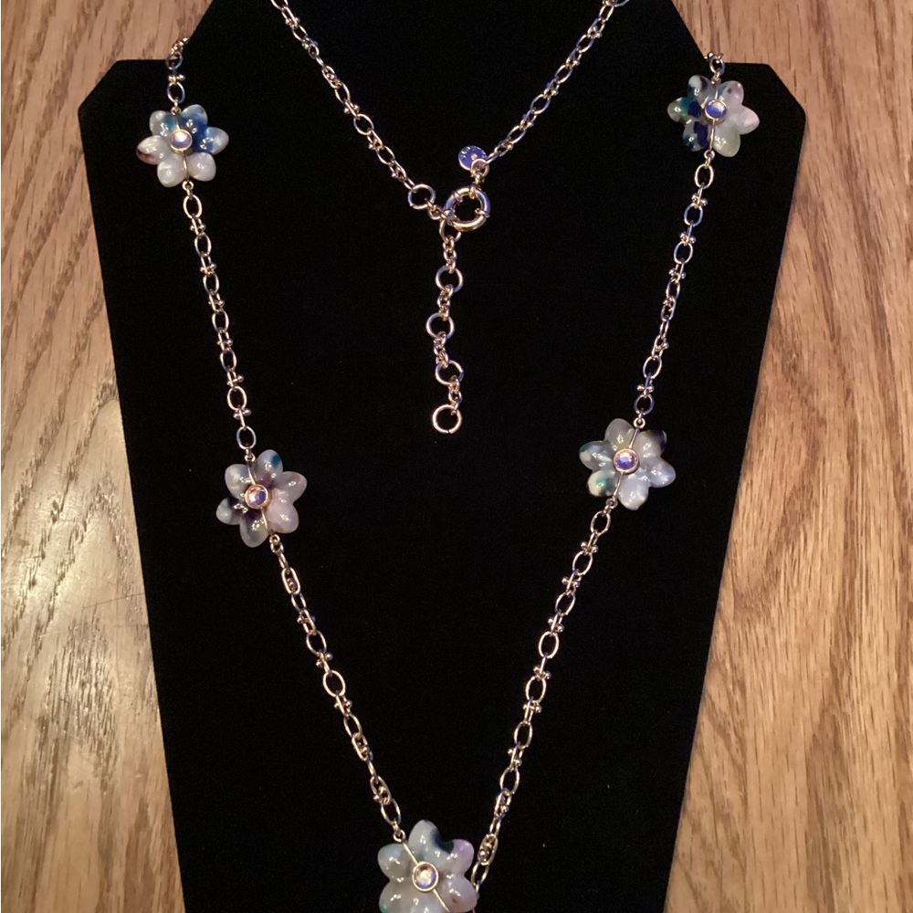 Talbots Silver Floral Necklace with Dainty Charms